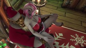 sexy demon girl sit s on orc santa s lap - warcraft parody