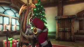 sexy demon girl sit s on orc santa s lap - warcraft parody