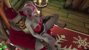 sexy demon girl sit s on orc santa s lap - warcraft parody