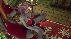 sexy demon girl sit s on orc santa s lap - warcraft parody