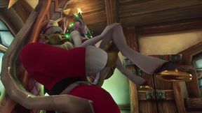 sexy demon girl sit s on orc santa s lap - warcraft parody