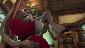 sexy demon girl sit s on orc santa s lap - warcraft parody