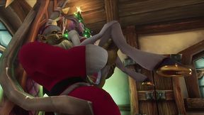 sexy demon girl sit s on orc santa s lap - warcraft parody