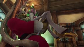sexy demon girl sit s on orc santa s lap - warcraft parody