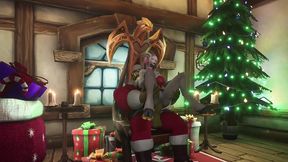 sexy demon girl sit s on orc santa s lap - warcraft parody