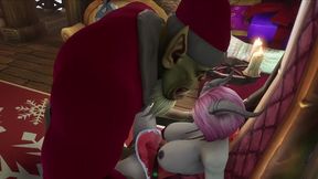 sexy demon girl sit s on orc santa s lap - warcraft parody