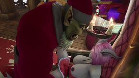 sexy demon girl sit s on orc santa s lap - warcraft parody