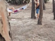 The voyeurs fucks a turist in the pines