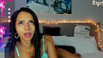 A Slim Ebony Latina Shemale Plays With Her Ass On The Webcam
