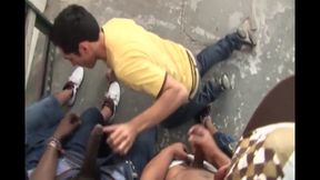 White guy gangbanged by black guys