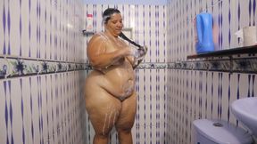 Chubby Girl Takes a Shower and Shows All Her Pussy and Tits for Her Lover