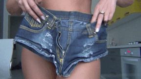Lory is stuck in her favorite pair of denim shorts c