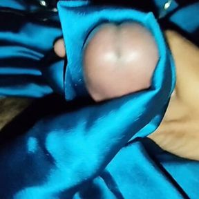 Handjob with blue satin silky salwar of nurse (20)