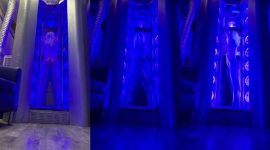 Blonde milf gets nasty in tanning booth