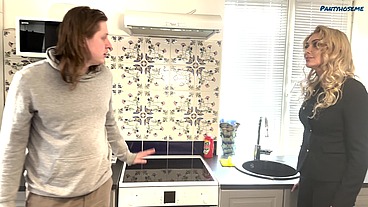 Sexy Mature Step Mom Comes From Work and Fucks Her Step Son When Hubby Isn't Around