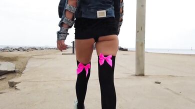 Sexy milf walking and masturbation public