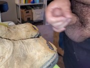 Tiny cock huge load on boots