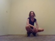Nude Transgirl Kneeling in Jeans | Self-Photography Posing