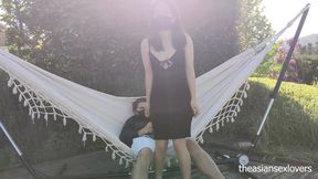 My Asian Neighbor Helps Me Test My Hammock It Ends in Orgasm and Creampie