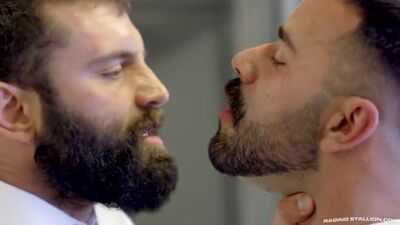 Markus Kage is being rough to Markus K. while barebacking him