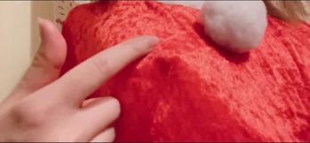 Santa's naughty clit toy spread wide and trembling in cosplay solo session