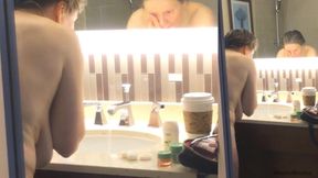Curvy GILF is naked in the bathroom again