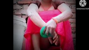 Hot Beautiful Sexy Girl Bathing Her Hot Boobs with Water Washing Her Pussy with Water