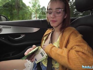 Czech Golden-haired Student with BIG ASS has Orgasm during Driving Lesson in UK - Fake Driving School