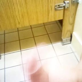 HANDSOME YOUNG HUNK IN PUBLIC RESTROOM STROKES COCK UNTIL HE EXPLODES ALL OVER HIMSELF AND THE WALL