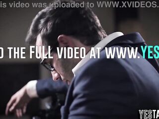 Big bazookas actress MILF gets pounded in a 3-some at an interview