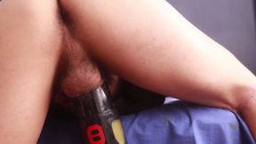 milknig my hairy dick with an automatic fleshlight