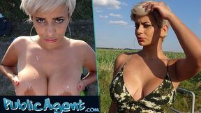 Public Agent Busty crazy MILF in hot sloppy blowjob and public fuck
