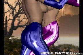 3d sci fi hentai babe in a skin tight catsuit