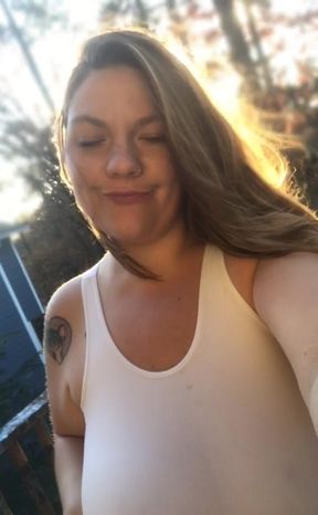 Walking around without bra