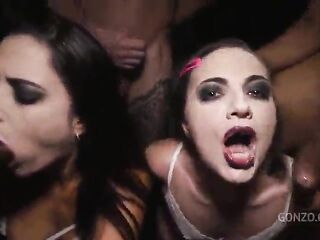 Freaky wench takes double anal and unfathomable triple penetration with loud groans and leaking impure cum everywhere