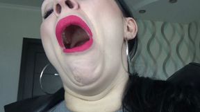 open mouth and yawns m