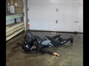 gasmasked frogman humping captured jock dummy in his flooded lair