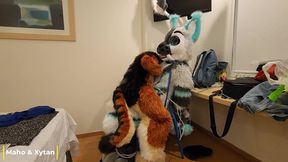 Kitty girl gets dominant in her fursuit and ties up her husband to a chair