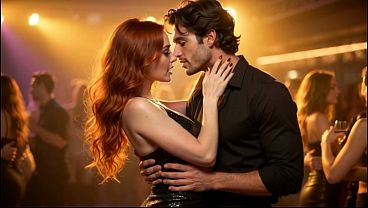 beautiful young redhead dances all night with a stranger and they end up fucking in the vip of the disco