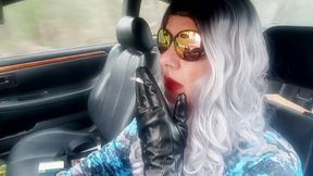 MATURE LOVES TO DRIVE AND SMOKE HER LONG CIGARETTES
