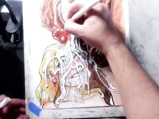 "When Life Gives U Lemon Balls" Erotic Spunk flow Art Drawing BBC Golden-haired Teen Interracial Cum