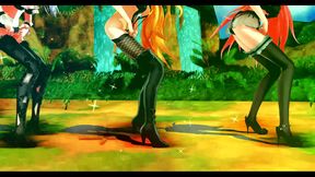 Hot Anime Girls Dance Seductively Before Outdoor Sex MMD