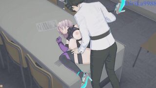 Mash Kyrielight and Ritsuka Fujimaru have deep sex into the office. - Fate/Grand Order Animated