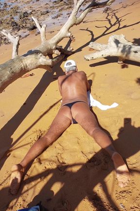 Ladysilva on the Beach Tanning Her Ass in Panties