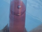 Pool pumping with wand in urethra.