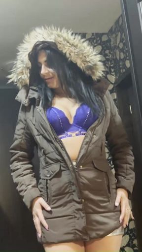 Milfycalla- a Lot of Cum on Brown Fur Hooded Puffer Jacket