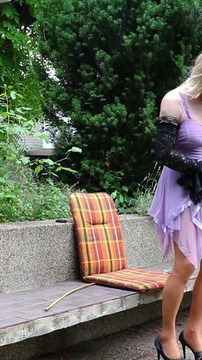 My Purple Chiffon Gown - Fine Outdoor Cumshot   Clip 1