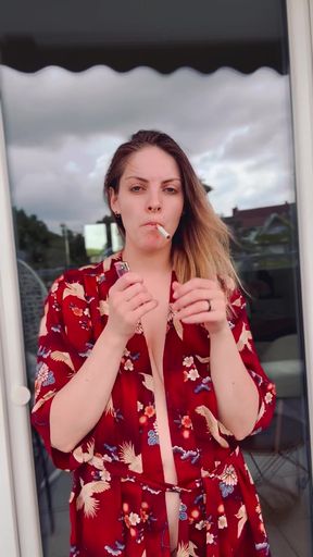 Smoking hot babe goes nude