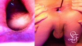 split screen look inside lina s gaping ass with eggs