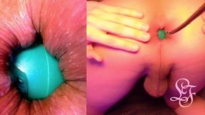 split screen look inside lina s gaping ass with eggs